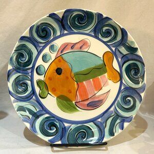 Hand Painted Fish SIGNED VICKI CARROLL 95/97 Splish Splash Whimsical Plate 10"